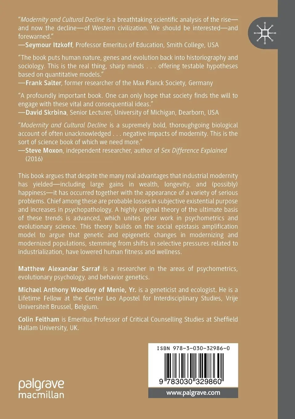 Rückseite: 9783030329860 | Modernity and Cultural Decline | A Biobehavioral Perspective | Buch
