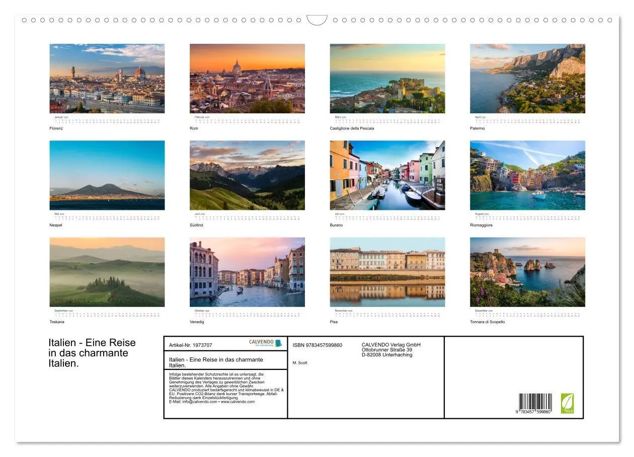 Bild: 9783457599860 | Italien - Eine Reise in das charmante Italien. (Wandkalender 2026...