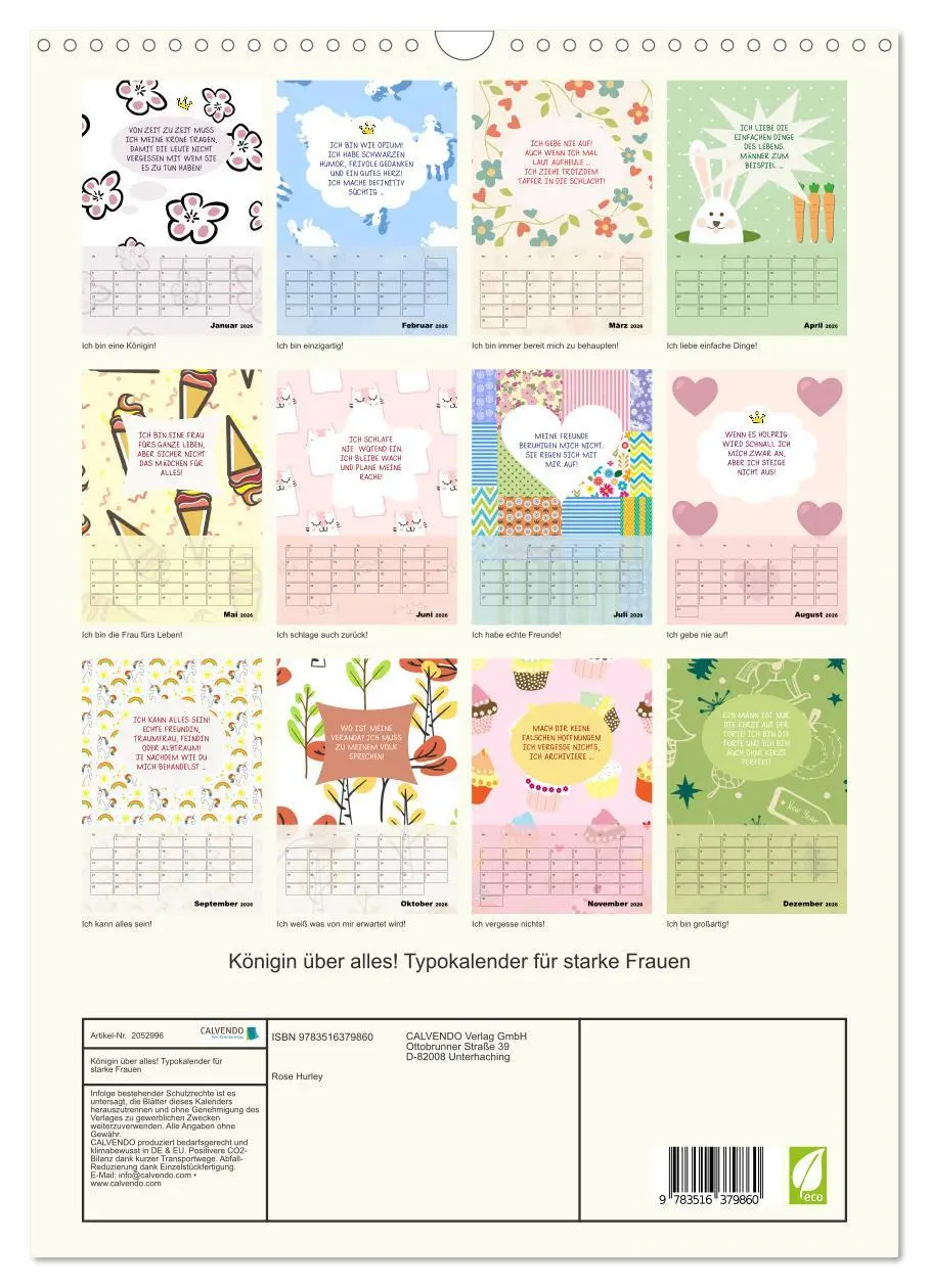 Bild: 9783516379860 | Königin über alles! Typokalender für starke Frauen (Wandkalender...