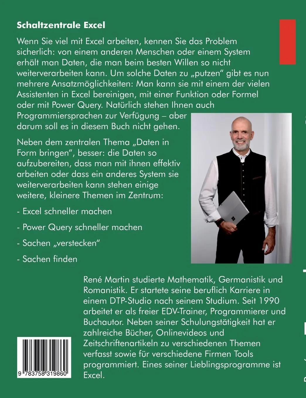Rückseite: 9783758319860 | Daten aufbereiten | mit Power Query , Formeln und Assistenten in Excel