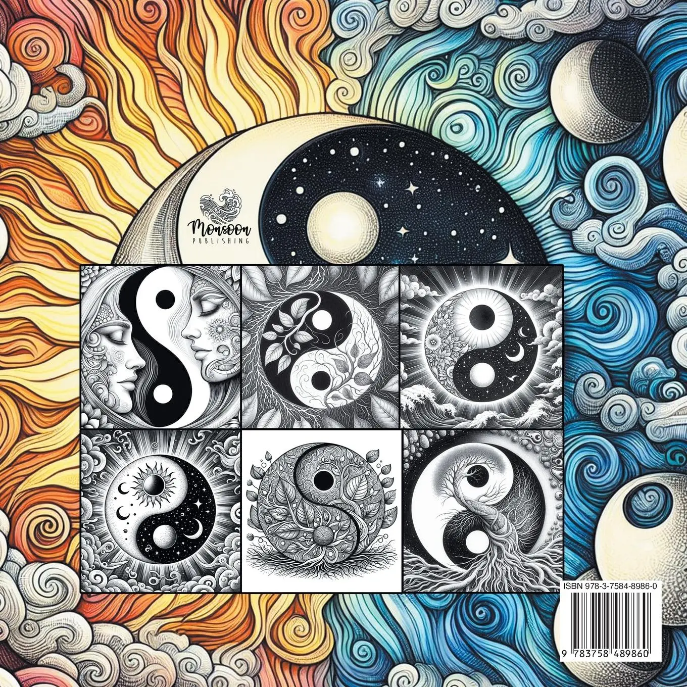 Rückseite: 9783758489860 | Yin and Yang Coloring Book for Adults | Monsoon Publishing | Buch