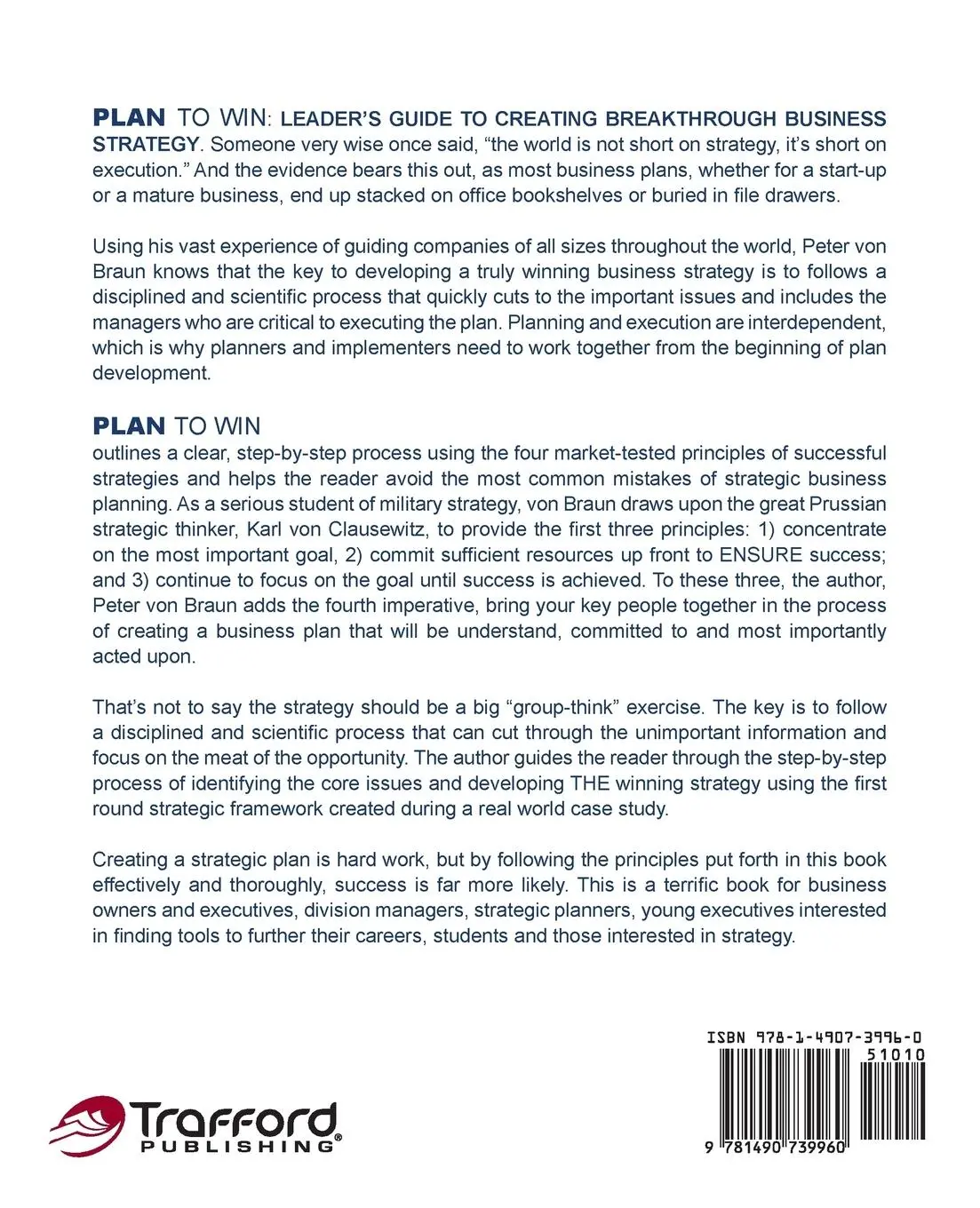 Rückseite: 9781490739960 | Plan to Win | Peter von Braun | Taschenbuch | Kartoniert / Broschiert