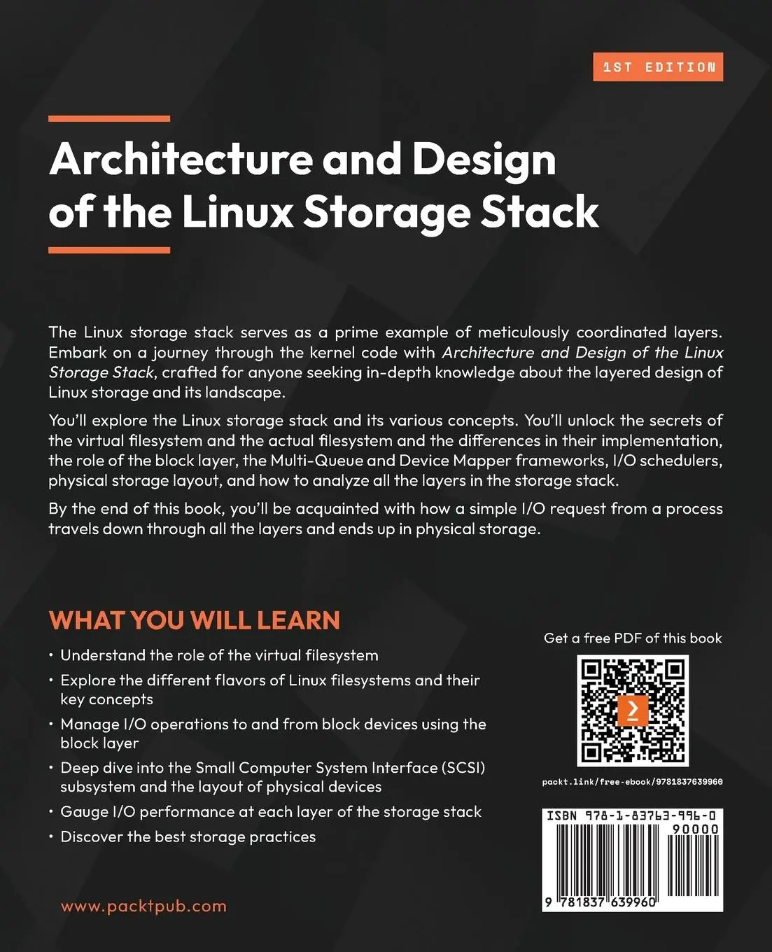 Rückseite: 9781837639960 | Architecture and Design of the Linux Storage Stack | Muhammad Umer