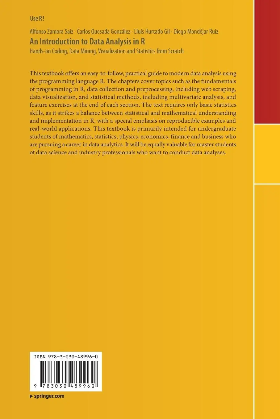 Rückseite: 9783030489960 | An Introduction to Data Analysis in R | Alfonso Zamora Saiz (u. a.)