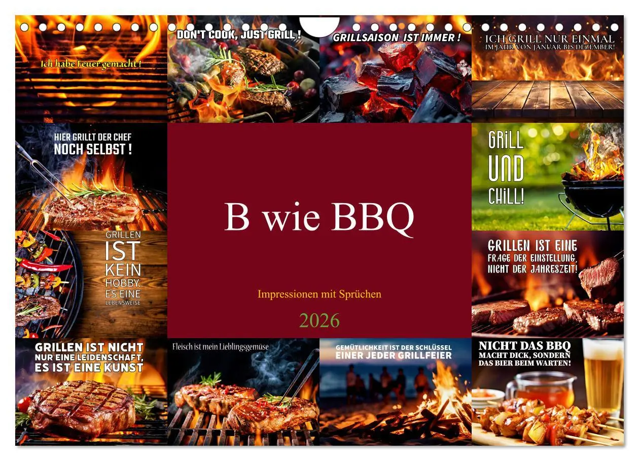 Cover: 9783457349960 | B wie BBQ Impressionen mit Sprüchen (Wandkalender 2026 DIN A4...