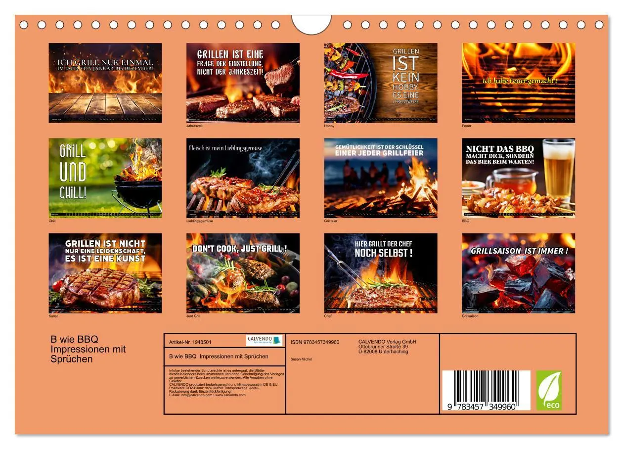 Bild: 9783457349960 | B wie BBQ Impressionen mit Sprüchen (Wandkalender 2026 DIN A4...