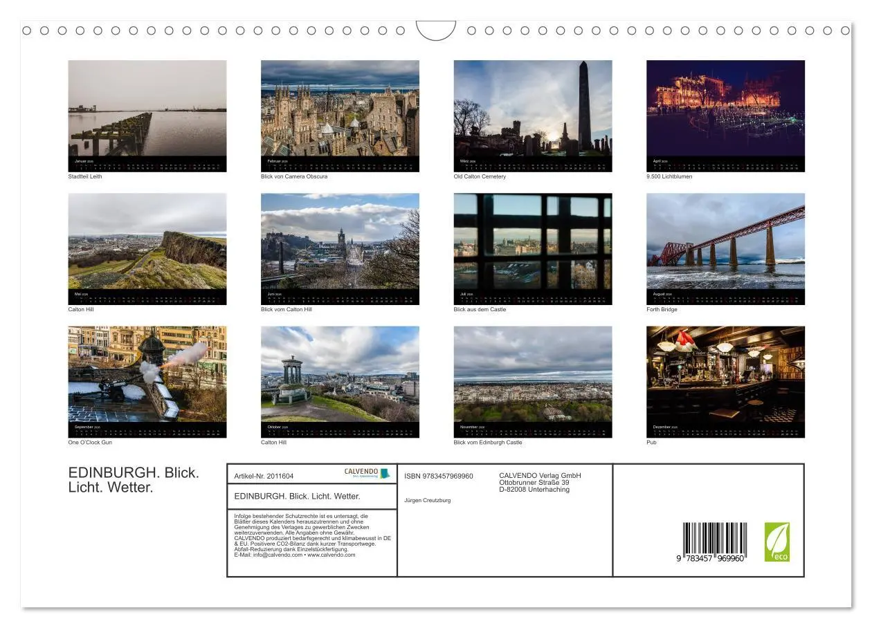Bild: 9783457969960 | EDINBURGH. Blick. Licht. Wetter. (Wandkalender 2026 DIN A3 quer),...