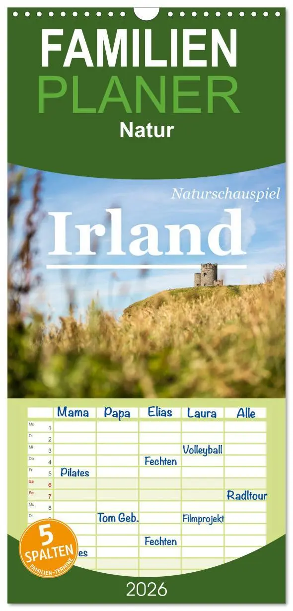 Cover: 9783516509960 | Familienplaner 2026 - Naturschauspiel Irland mit 5 Spalten...