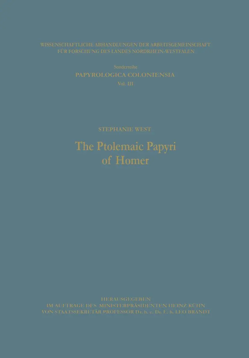 Cover: 9783663199960 | The Ptolemaic Papyri of Homer | Stephanie West | Taschenbuch | 294 S.