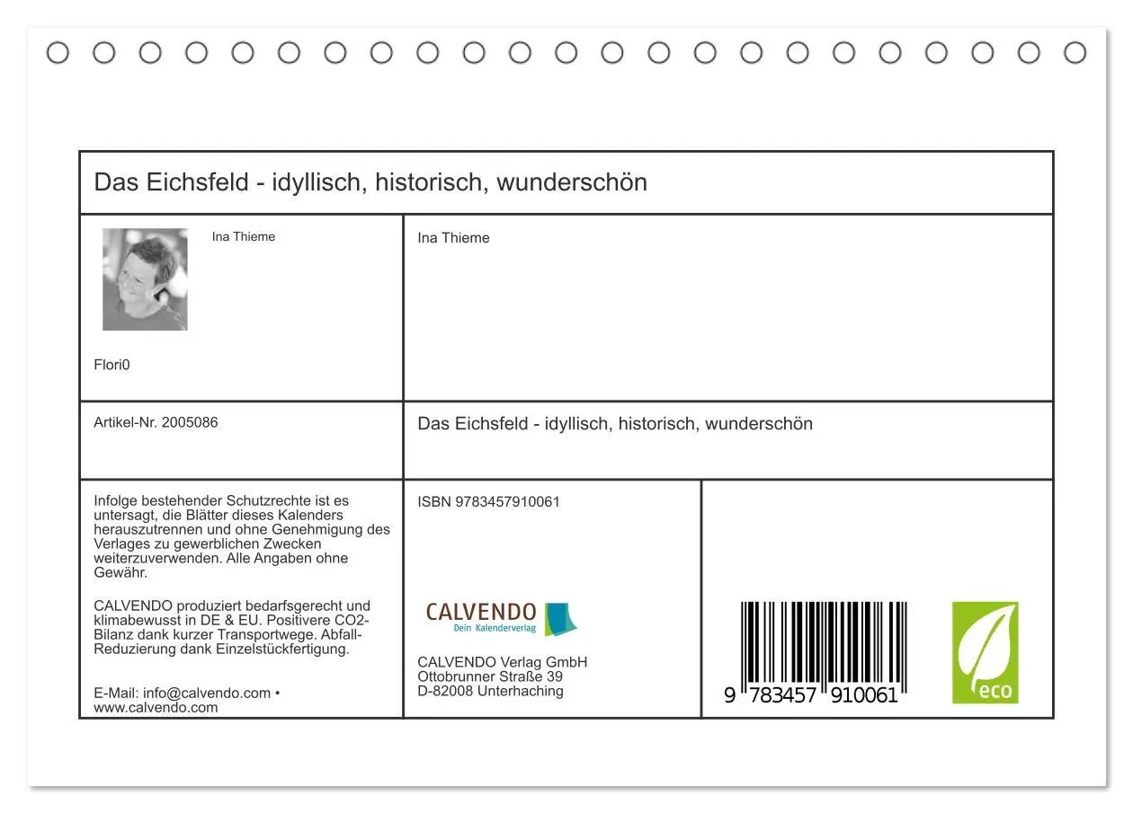 Bild: 9783457910061 | Das Eichsfeld - idyllisch, historisch, wunderschön (Tischkalender...