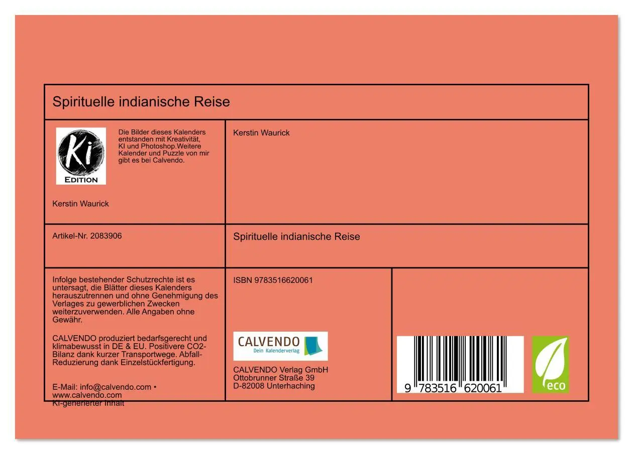 Bild: 9783516620061 | Spirituelle indianische Reise (Tischkalender 2026 DIN A5 quer),...