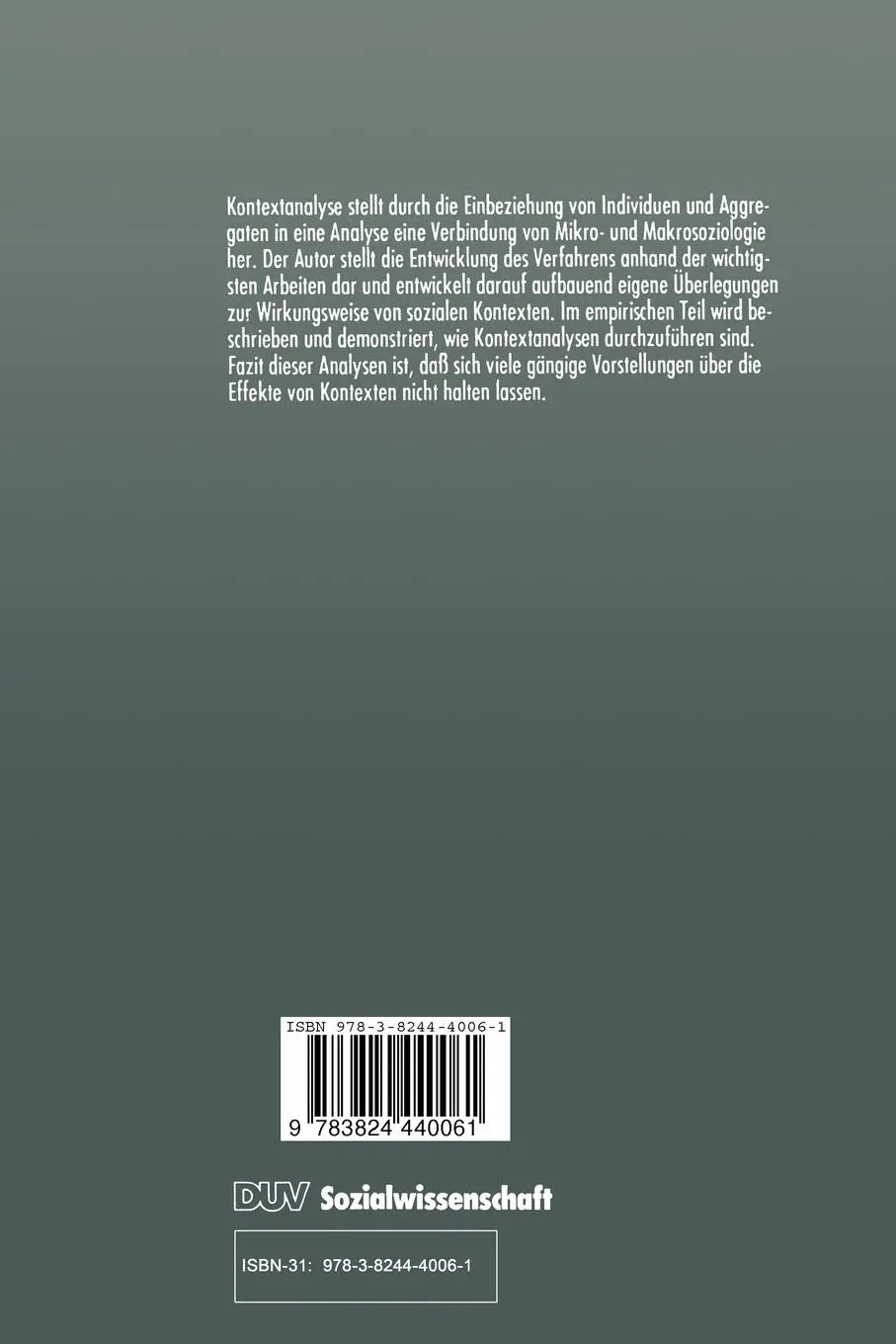 Rückseite: 9783824440061 | Kontextanalyse | Hannes Alpheis | Taschenbuch | 326 S. | Deutsch