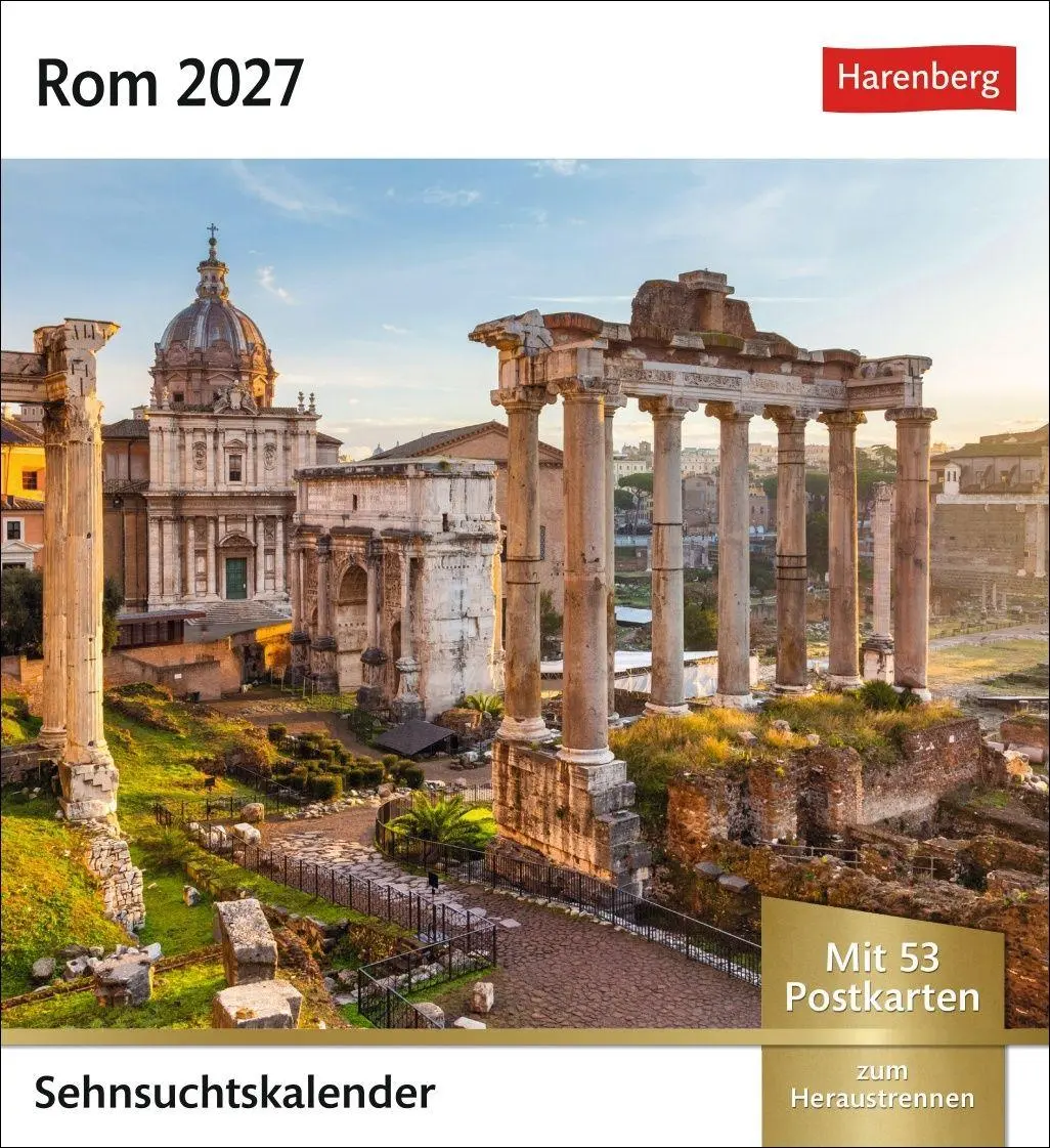Cover: 9783840040061 | Rom Sehnsuchtskalender 2027 - Wochenkalender mit 53 Postkarten | 54 S.