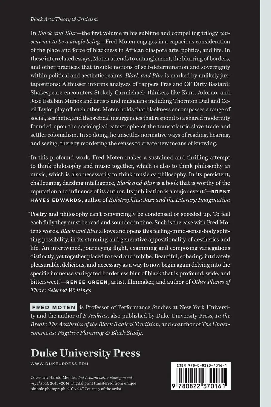 Rückseite: 9780822370161 | Black and Blur | Fred Moten | Taschenbuch | Kartoniert / Broschiert