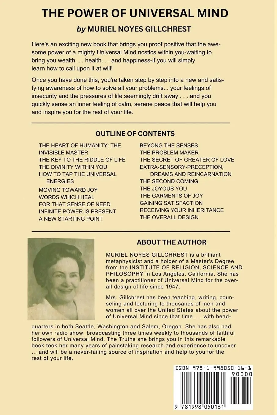 Rückseite: 9781998050161 | The Power of Universal Mind | Muriel Noyes Gillchrest | Taschenbuch