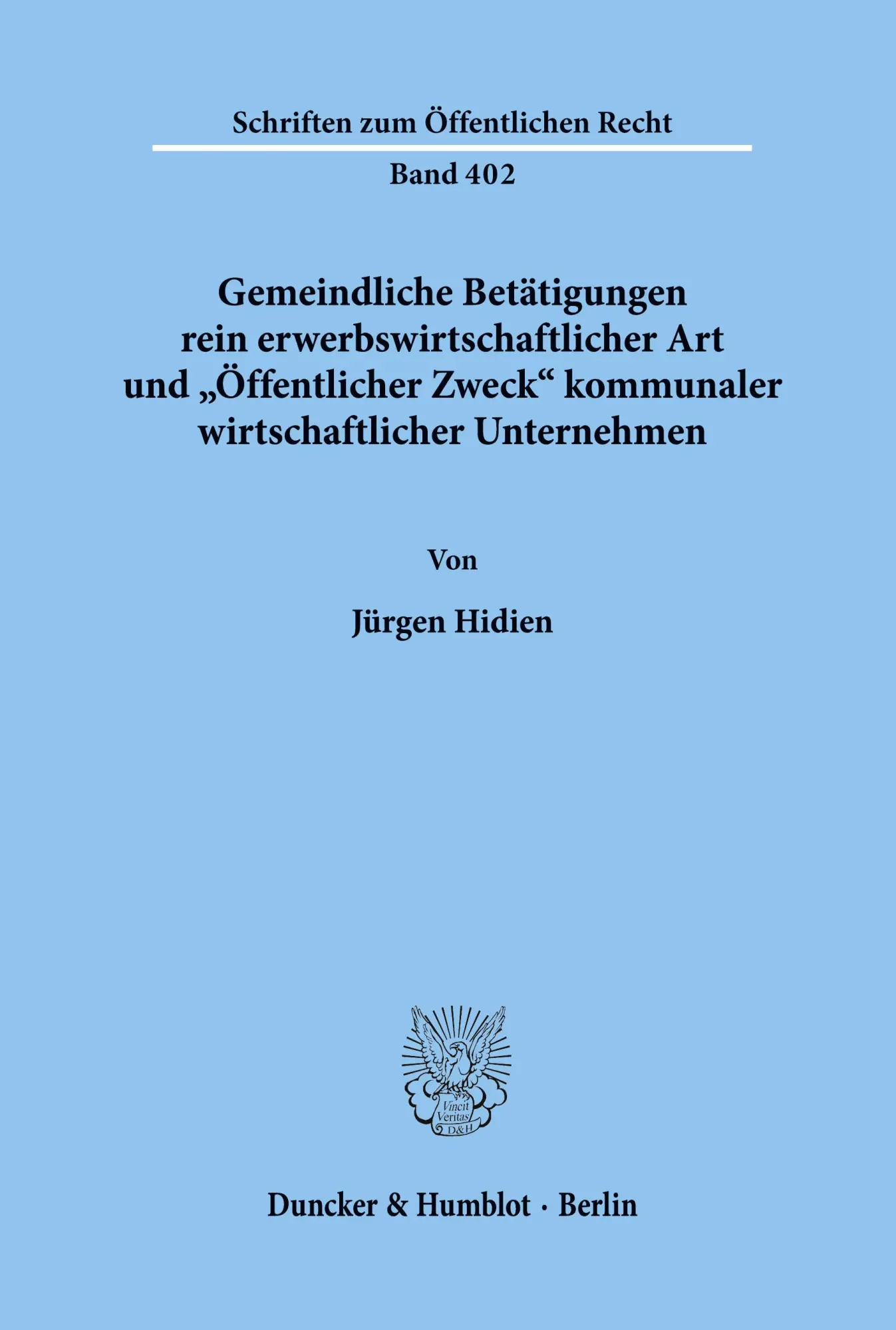 Cover: 9783428050161 | Gemeindliche Betätigungen rein erwerbswirtschaftlicher Art und...