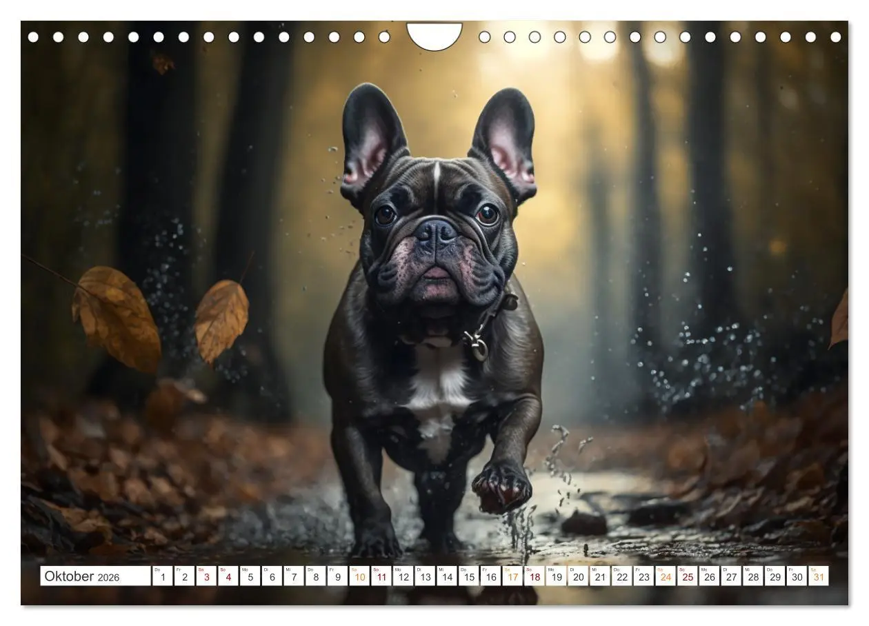 Bild: 9783457380161 | Französische Bulldoggen (Wandkalender 2026 DIN A4 quer), CALVENDO...