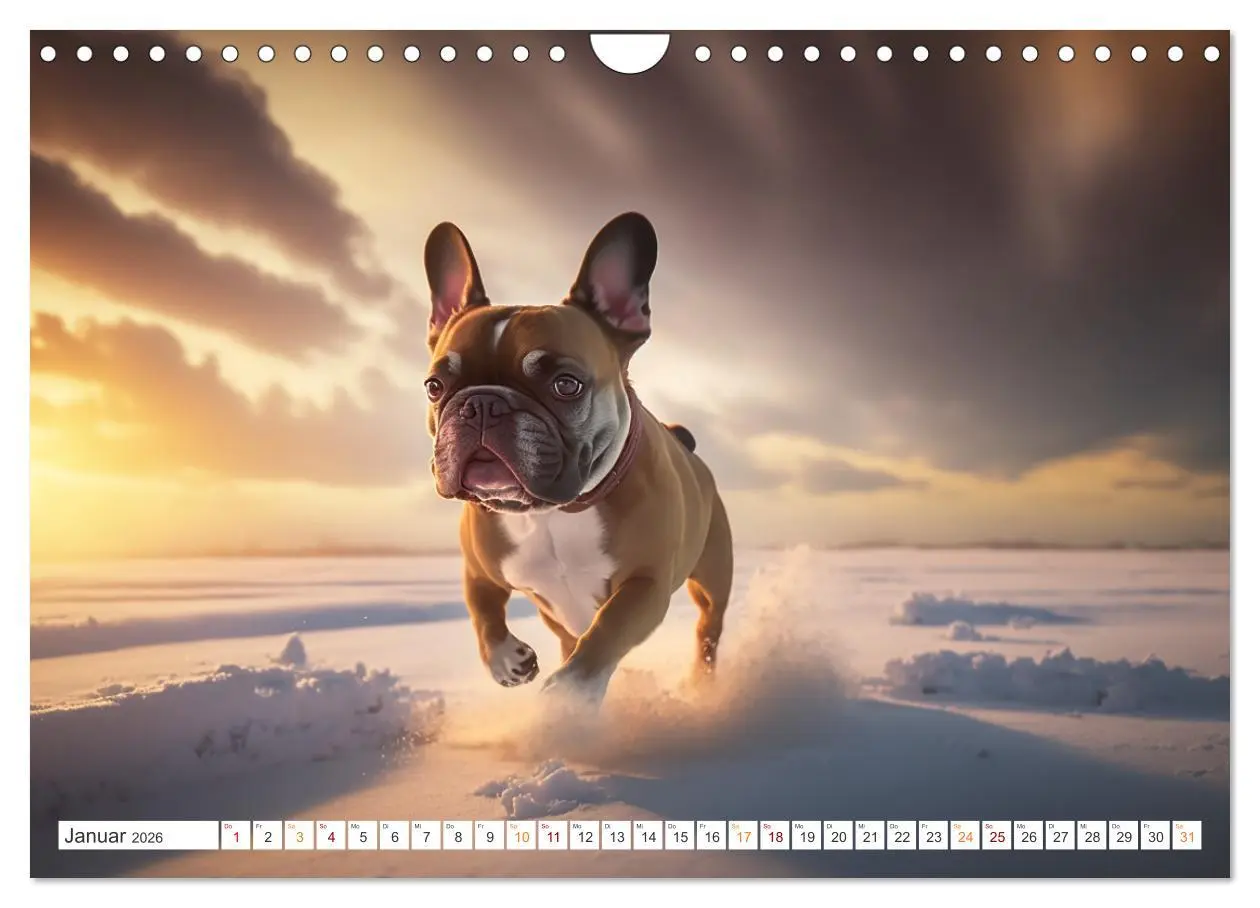 Bild: 9783457380161 | Französische Bulldoggen (Wandkalender 2026 DIN A4 quer), CALVENDO...