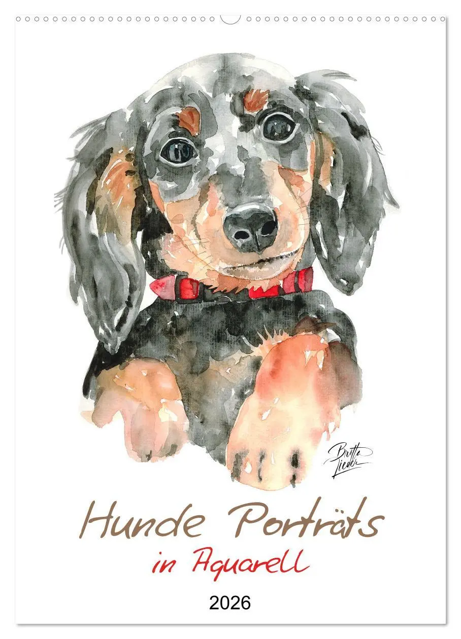 Cover: 9783516300161 | Hunde Porträts in Aquarell (Wandkalender 2026 DIN A2 hoch),...