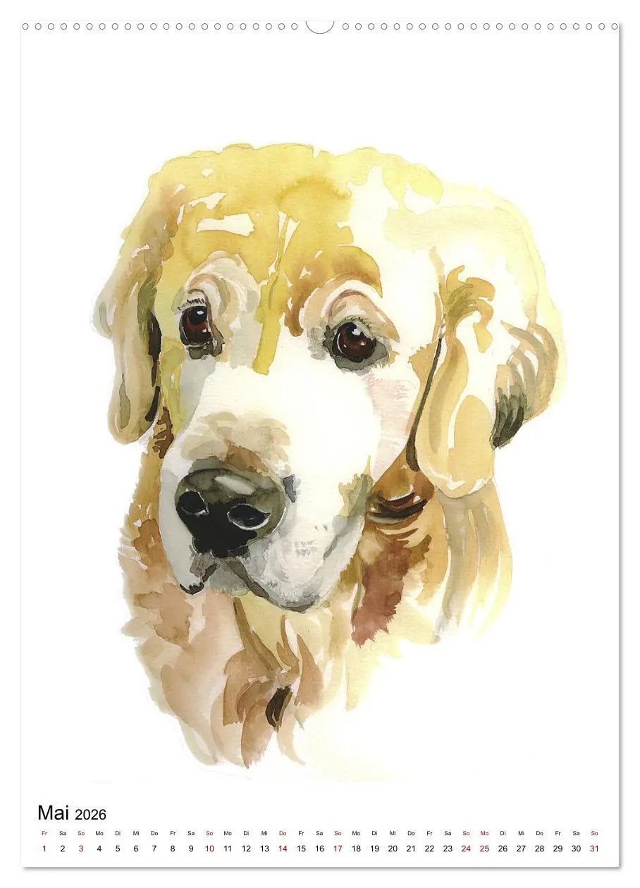 Bild: 9783516300161 | Hunde Porträts in Aquarell (Wandkalender 2026 DIN A2 hoch),...