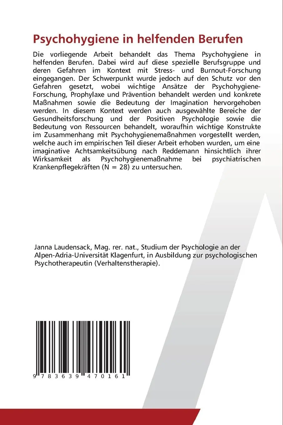 Rückseite: 9783639470161 | Psychohygiene in helfenden Berufen | Janna Laudensack | Taschenbuch