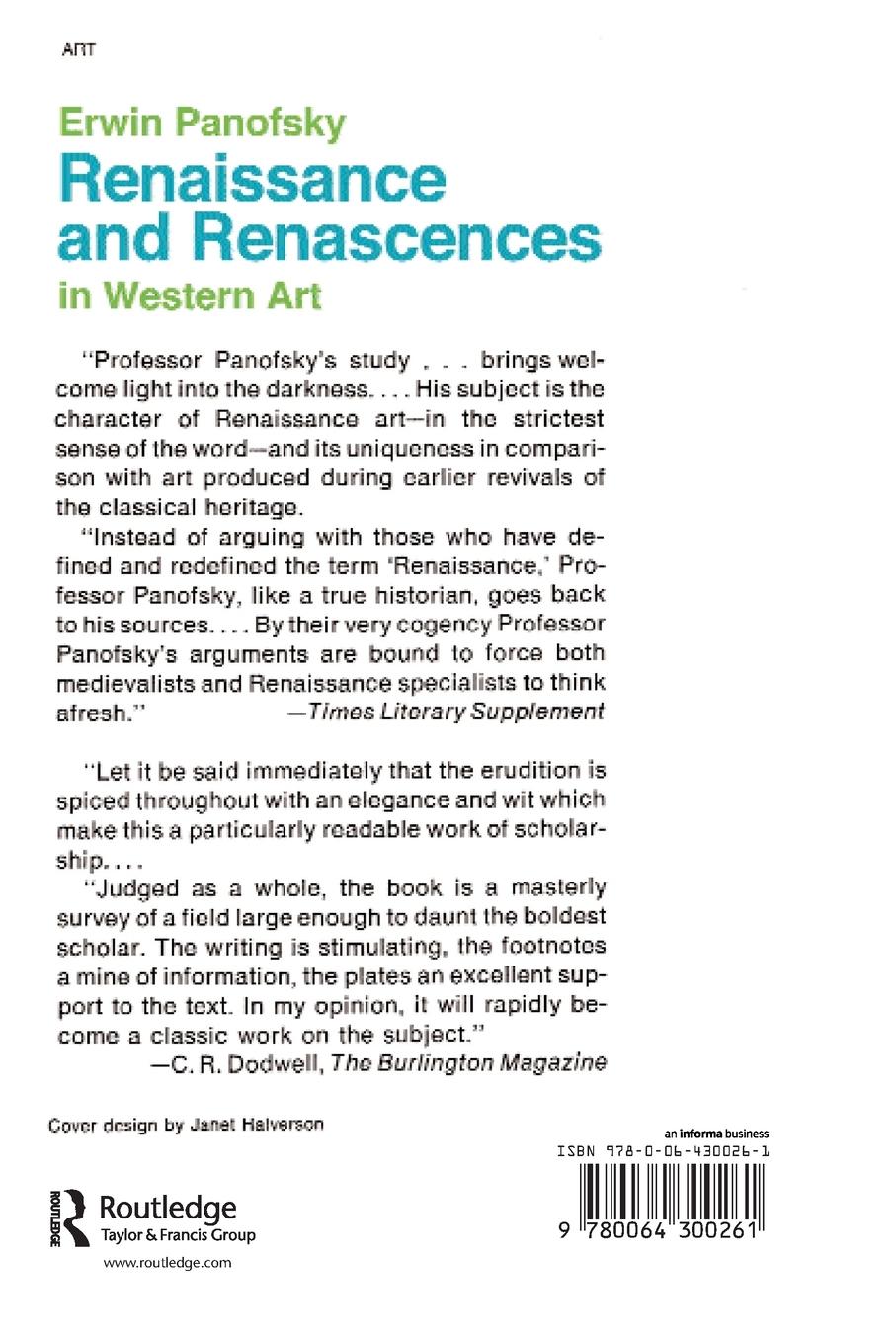 Rückseite: 9780064300261 | Renaissance And Renascences In Western Art | Erwin Panofsky | Buch