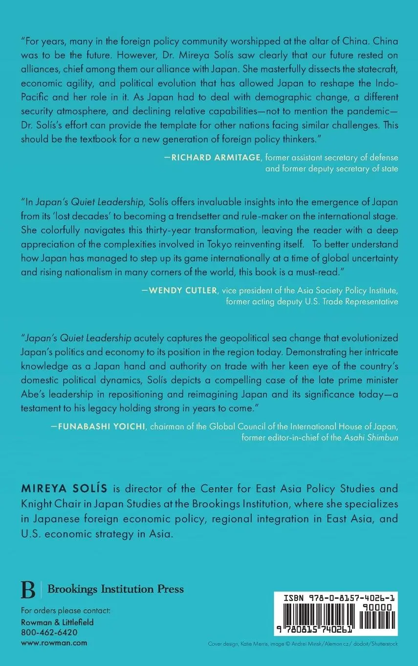 Rückseite: 9780815740261 | Japan's Quiet Leadership | Reshaping the Indo-Pacific | Mireya Solis