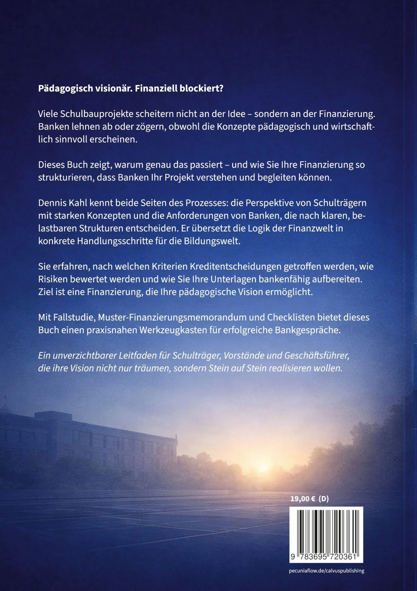 Rückseite: 9783695720361 | Schulgebäude für freie Träger finanzieren | Dennis Kahl | Taschenbuch