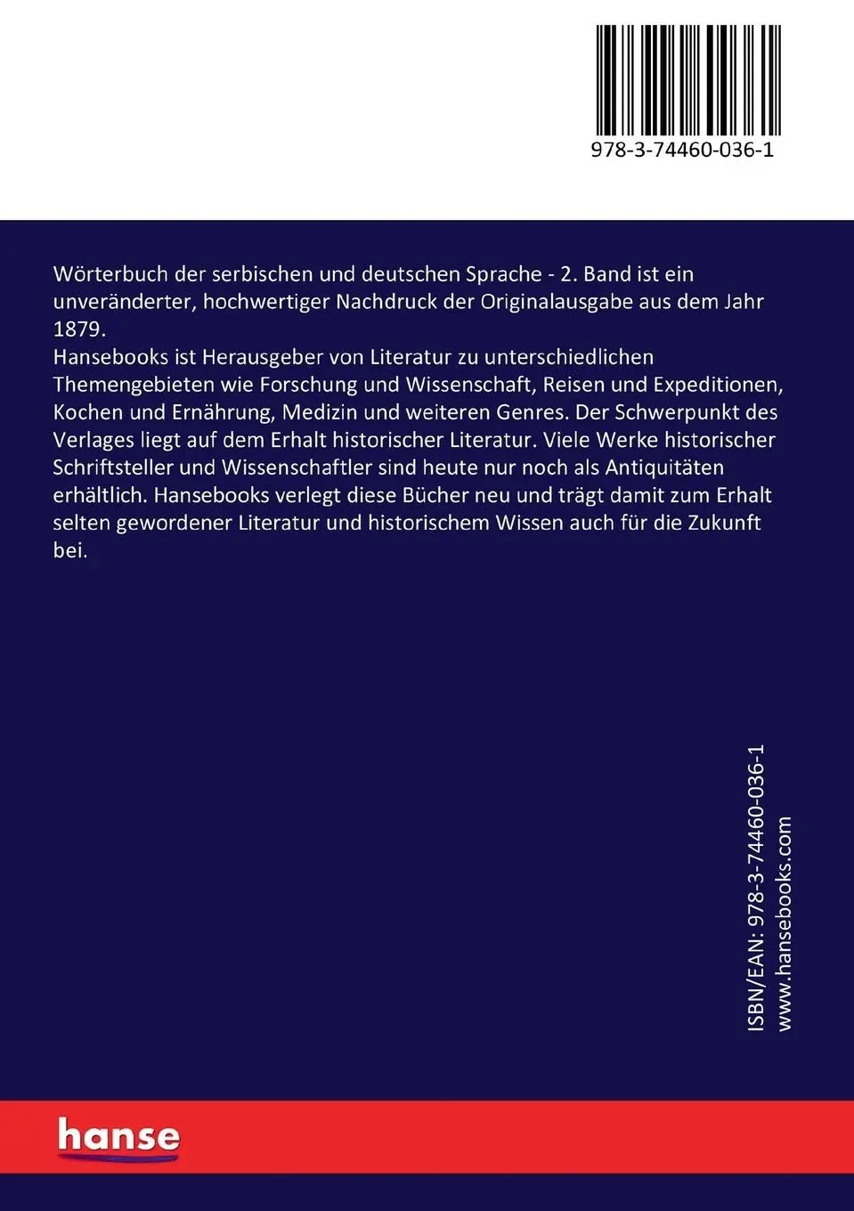 Rückseite: 9783744600361 | Wörterbuch der serbischen und deutschen Sprache | 2. Band | Popovi