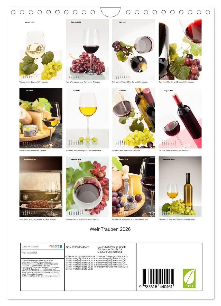 Bild: 9783516440461 | WeinTrauben 2026 (Wandkalender 2026 DIN A4 hoch), CALVENDO...