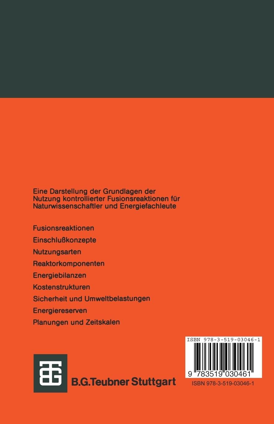 Rückseite: 9783519030461 | Kontrollierte Kernfusion | Jürgen Raeder (u. a.) | Taschenbuch | viii