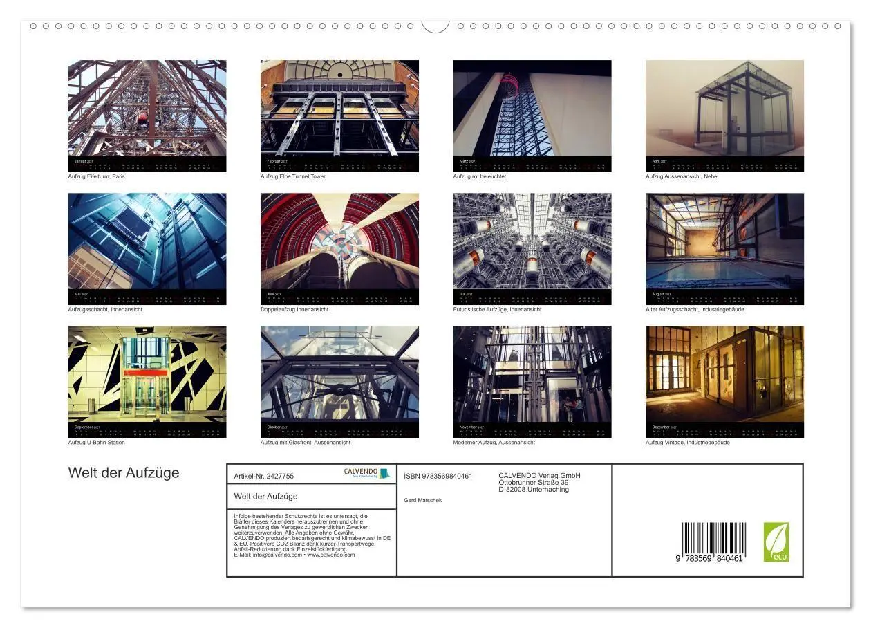 Bild: 9783569840461 | Welt der Aufzüge (hochwertiger Premium Wandkalender 2027 DIN A2...