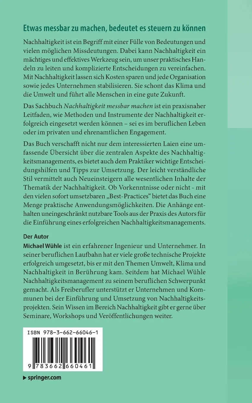 Rückseite: 9783662660461 | Nachhaltigkeit messbar machen | Michael Wühle | Taschenbuch | XVI