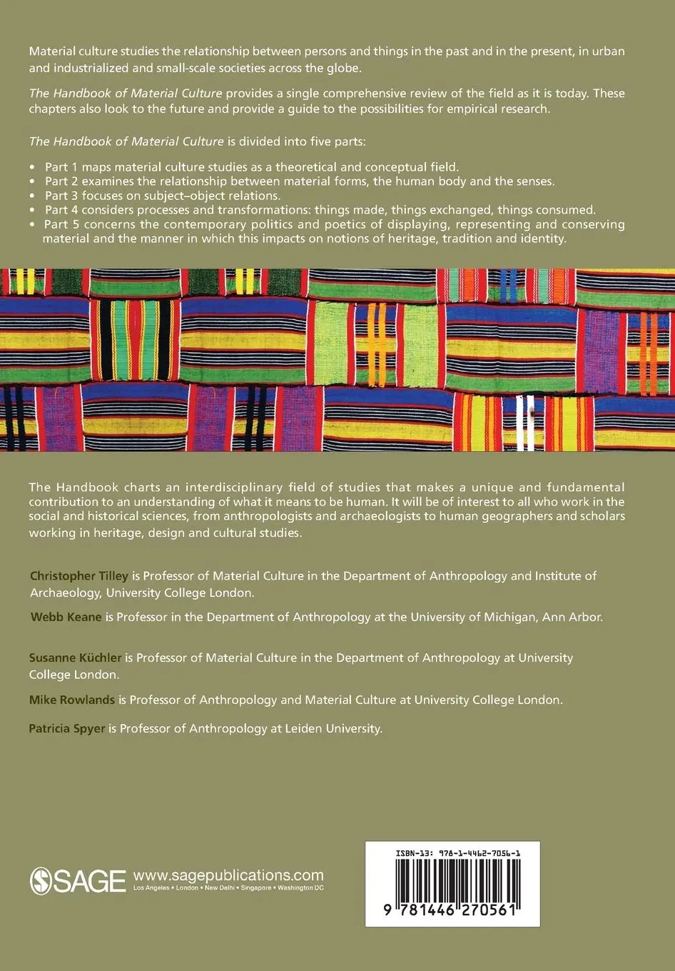 Rückseite: 9781446270561 | Handbook of Material Culture | Christopher Tilley (u. a.) | Buch