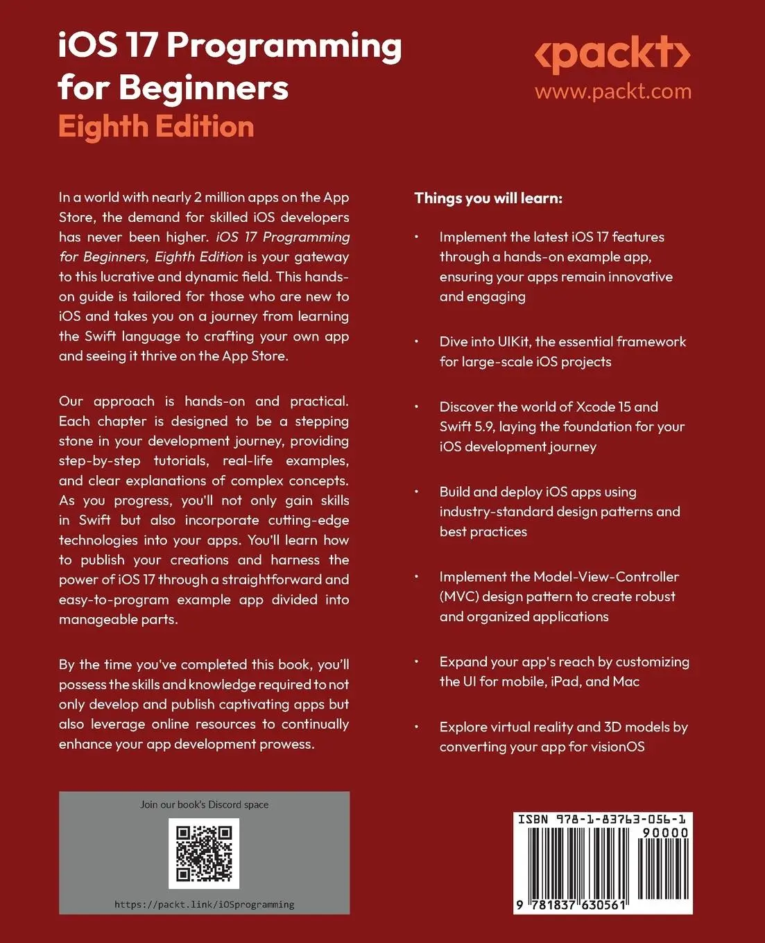 Rückseite: 9781837630561 | iOS 17 Programming for Beginners - Eighth Edition | Ahmad Sahar | Buch