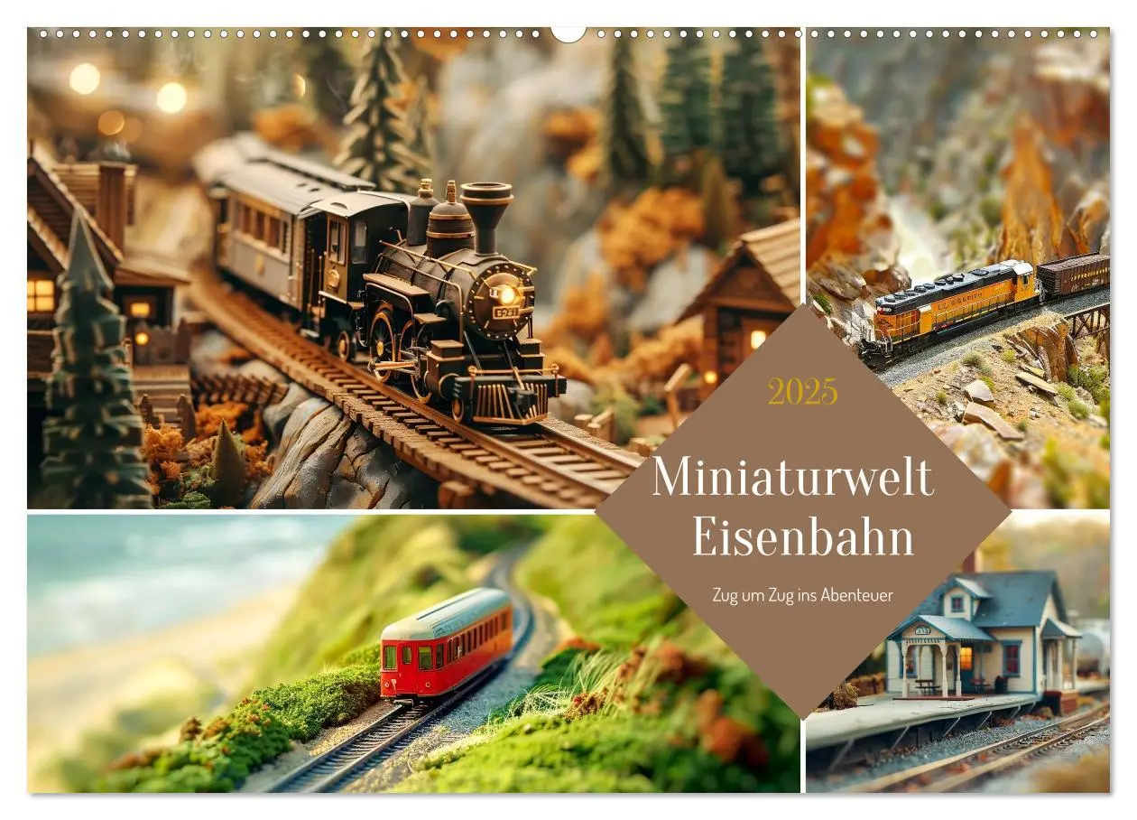 Cover: 9783435940561 | Miniaturwelt Eisenbahn - Zug um Zug ins Abenteuer (Wandkalender...