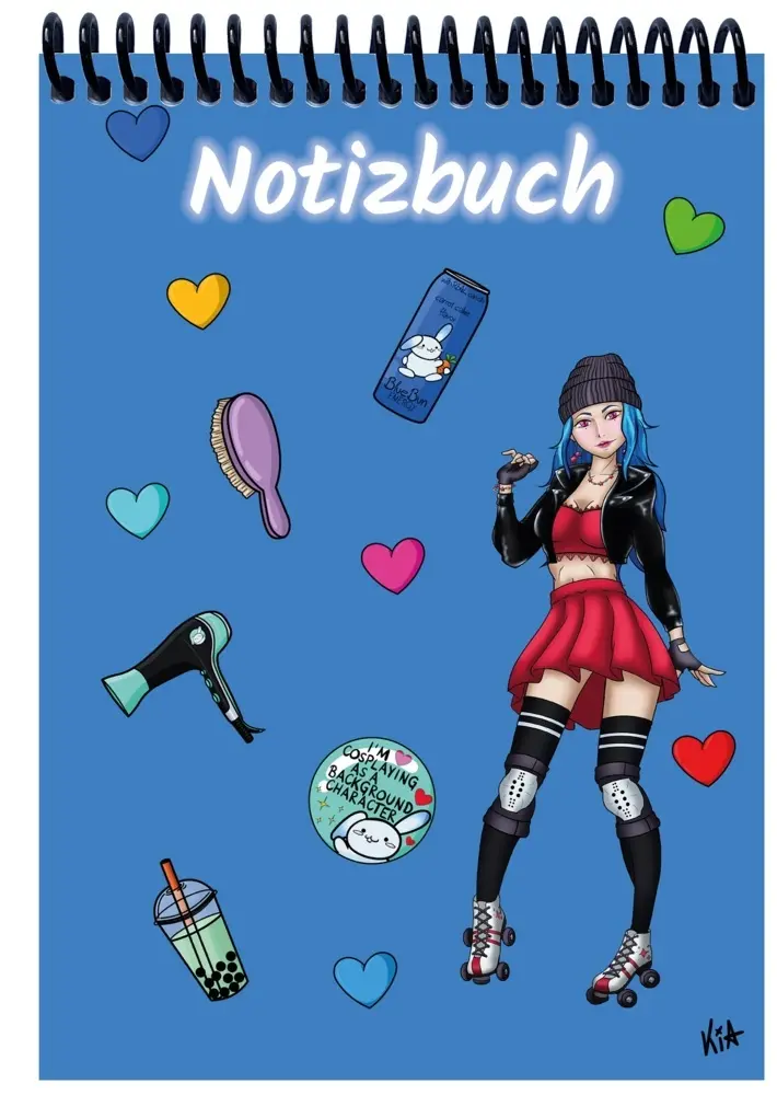 A 4 Notizblock Manga Enora, blau, liniert