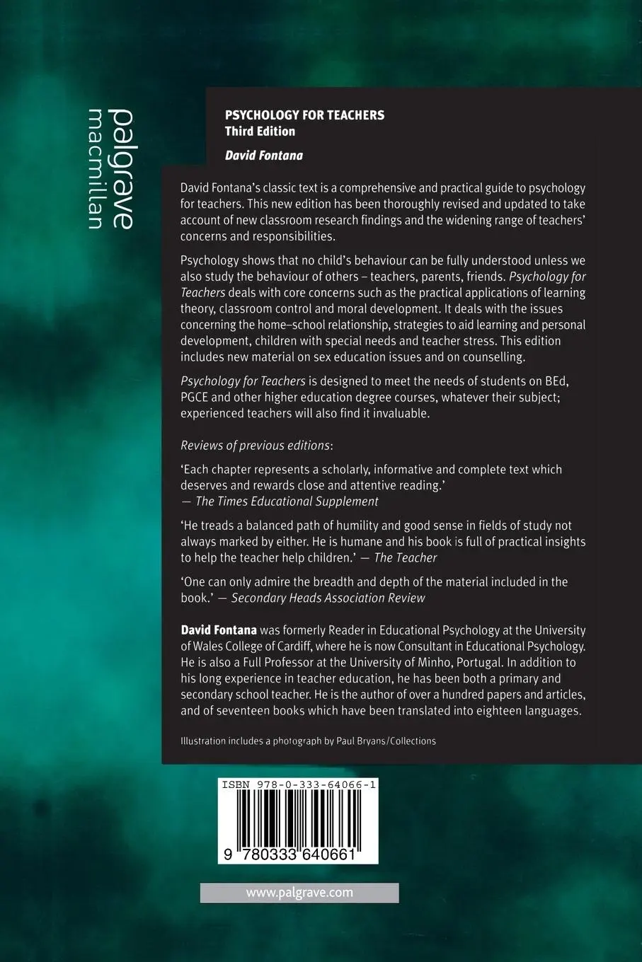 Rückseite: 9780333640661 | Psychology for Teachers | David Fontana | Taschenbuch | Englisch