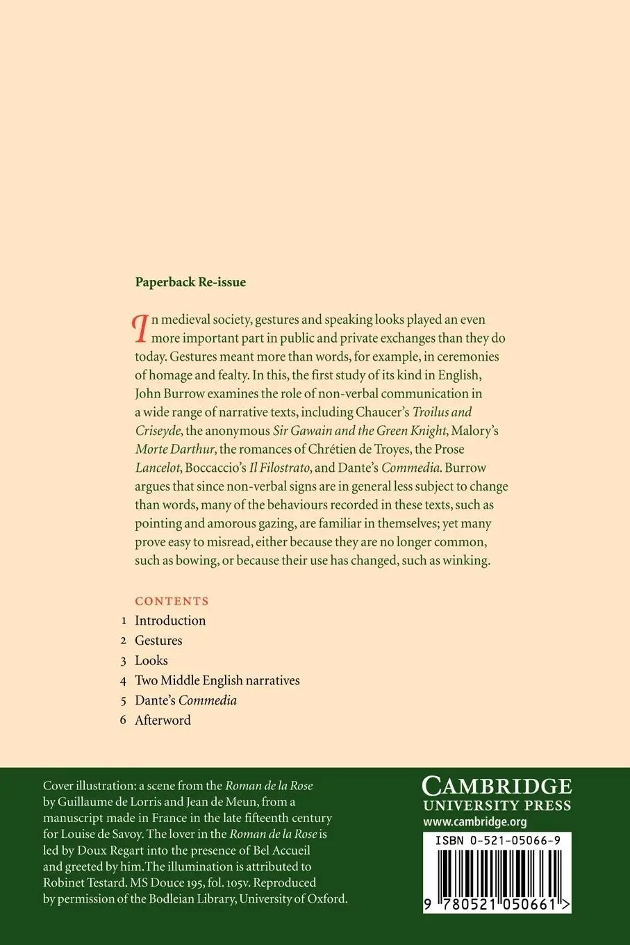 Rückseite: 9780521050661 | Gestures and Looks in Medieval Narrative | J. A. Burrow | Taschenbuch