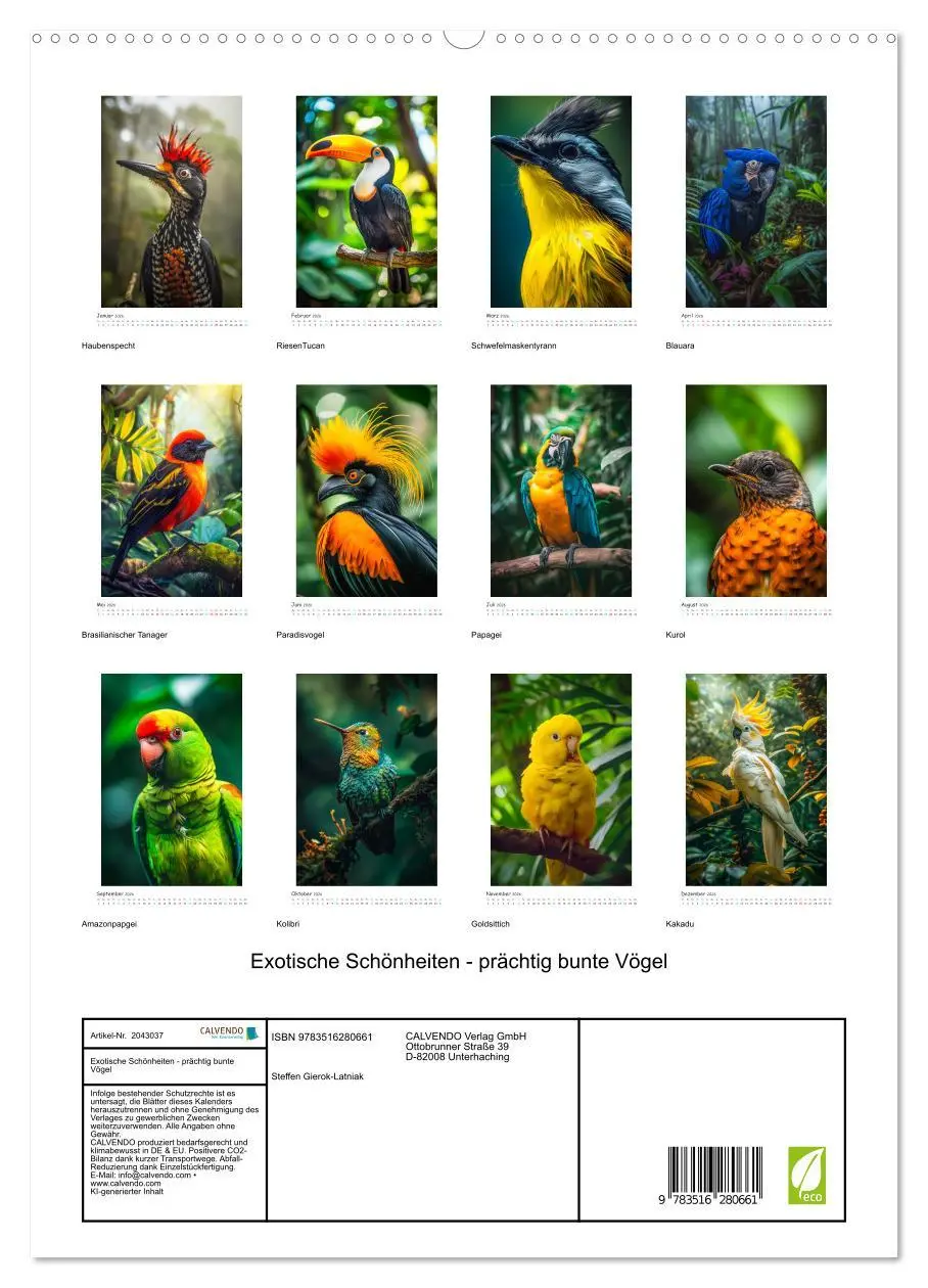 Bild: 9783516280661 | Exotische Schönheiten - prächtig bunte Vögel (hochwertiger Premium...