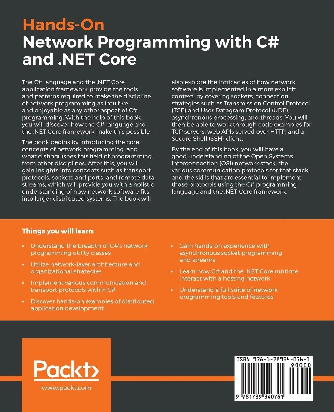 Rückseite: 9781789340761 | Hands-On Network Programming with C# and .NET Core | Sean Burns | Buch