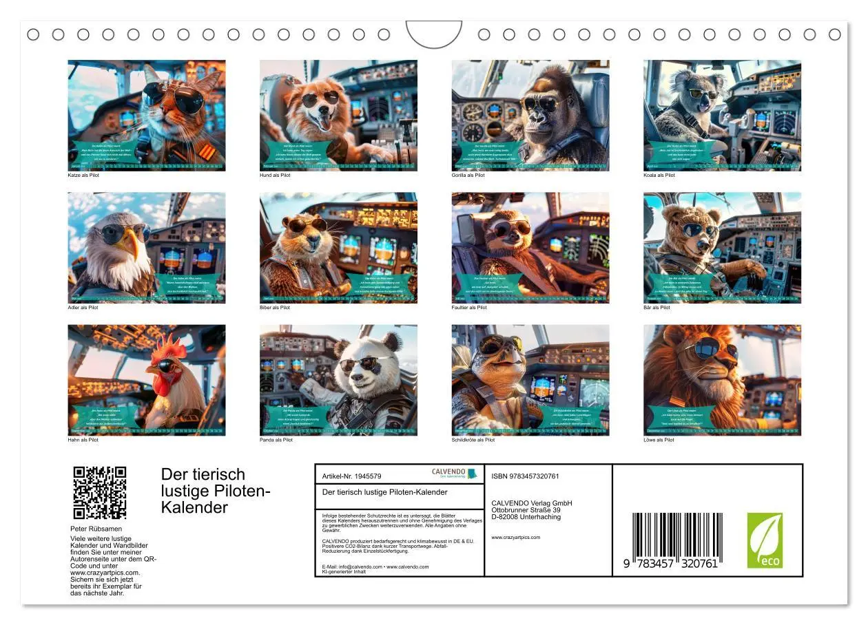 Bild: 9783457320761 | Der tierisch lustige Piloten-Kalender (Wandkalender 2026 DIN A4...