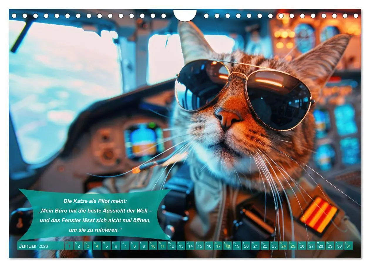 Bild: 9783457320761 | Der tierisch lustige Piloten-Kalender (Wandkalender 2026 DIN A4...