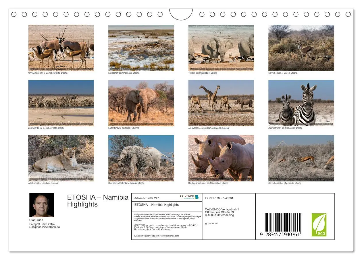 Bild: 9783457940761 | ETOSHA - Namibia Highlights (Wandkalender 2026 DIN A4 quer),...