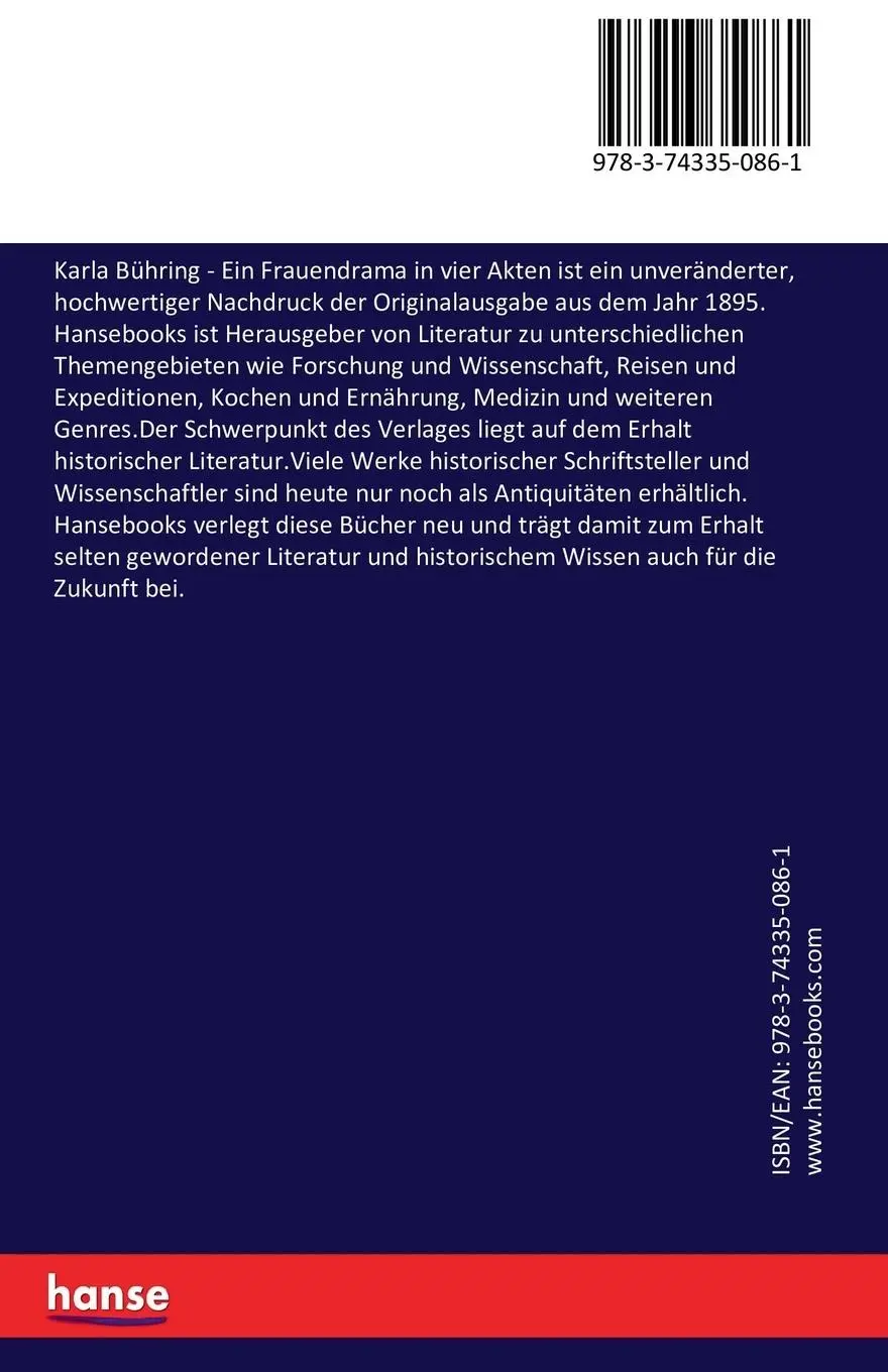 Rückseite: 9783743350861 | Karla Bühring | Ein Frauendrama in vier Akten | Laura Marholm | Buch