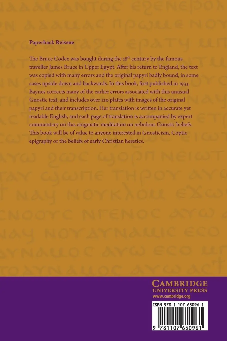 Rückseite: 9781107650961 | A Coptic Gnostic Treatise | Contained in the Codex Brucianus | Buch