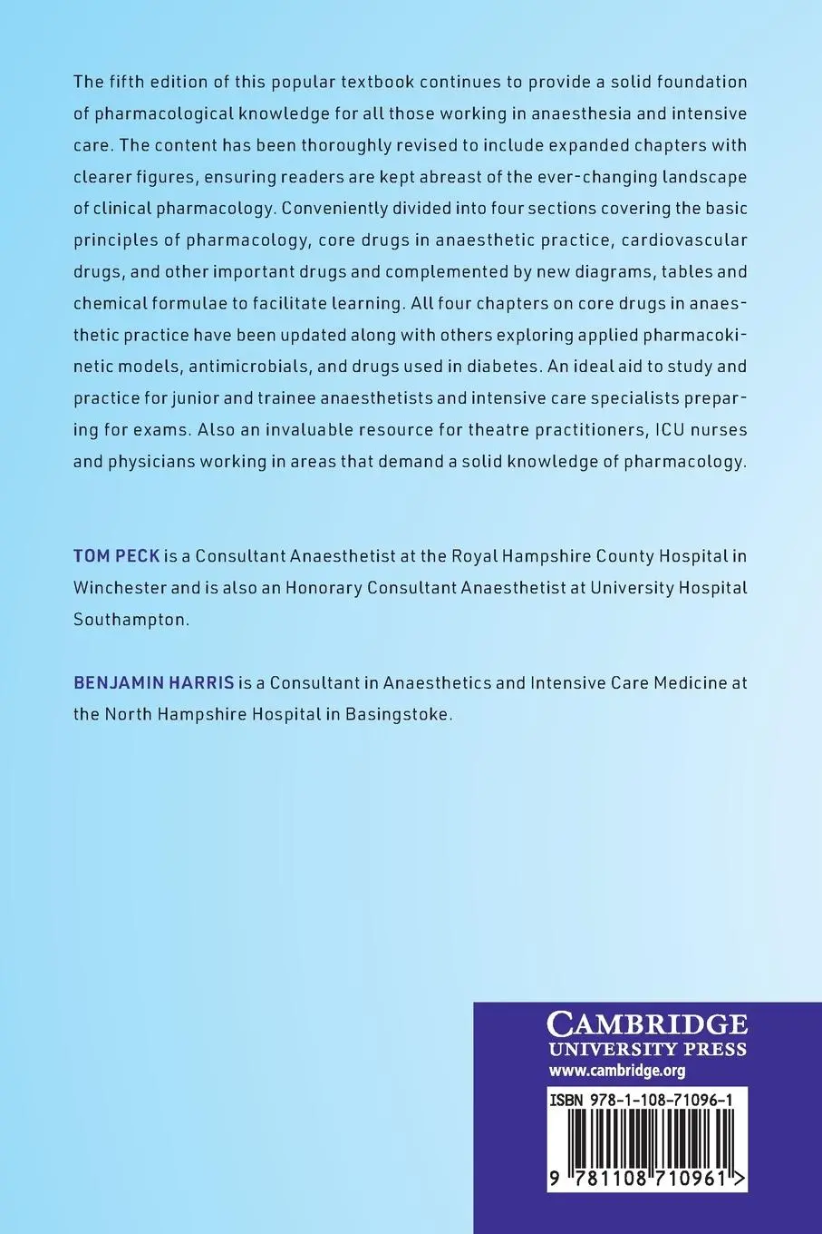 Rückseite: 9781108710961 | Pharmacology for Anaesthesia and Intensive Care | Tom Peck (u. a.)