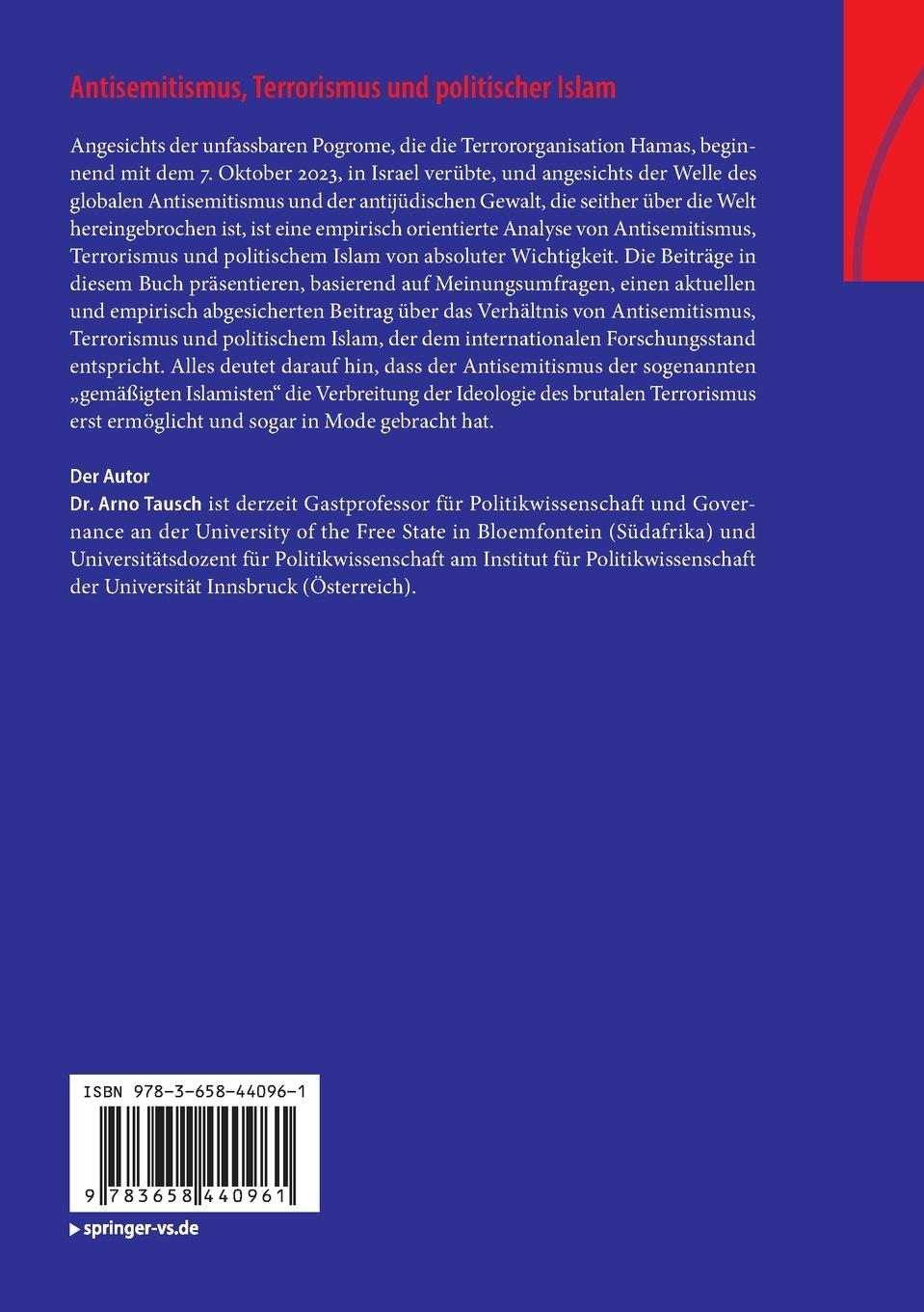Rückseite: 9783658440961 | Antisemitismus, Terrorismus und politischer Islam | Arno Tausch | Buch