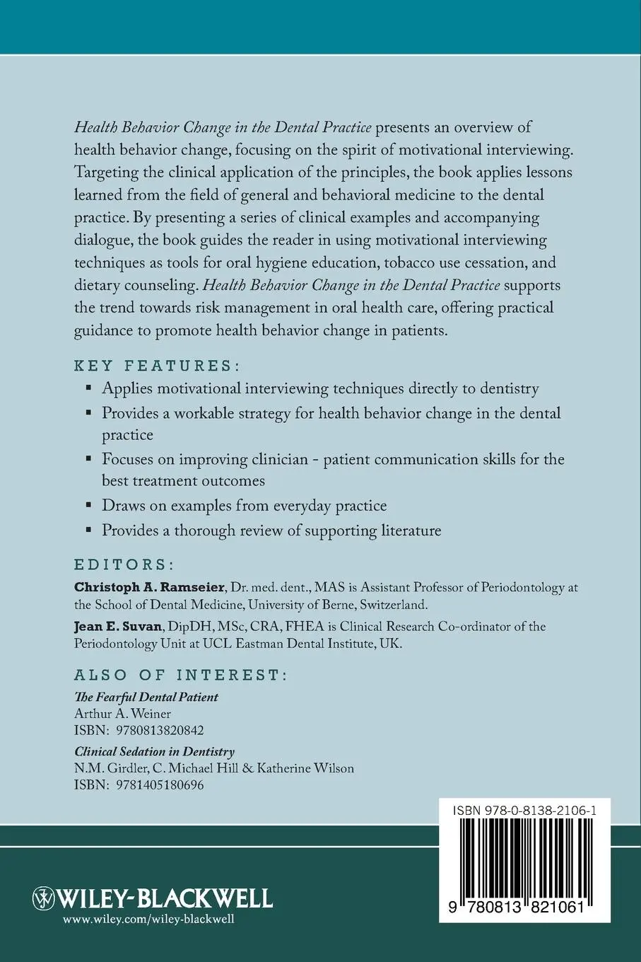 Rückseite: 9780813821061 | Health Behavior Change in the Dental Practice | Ramseier (u. a.)