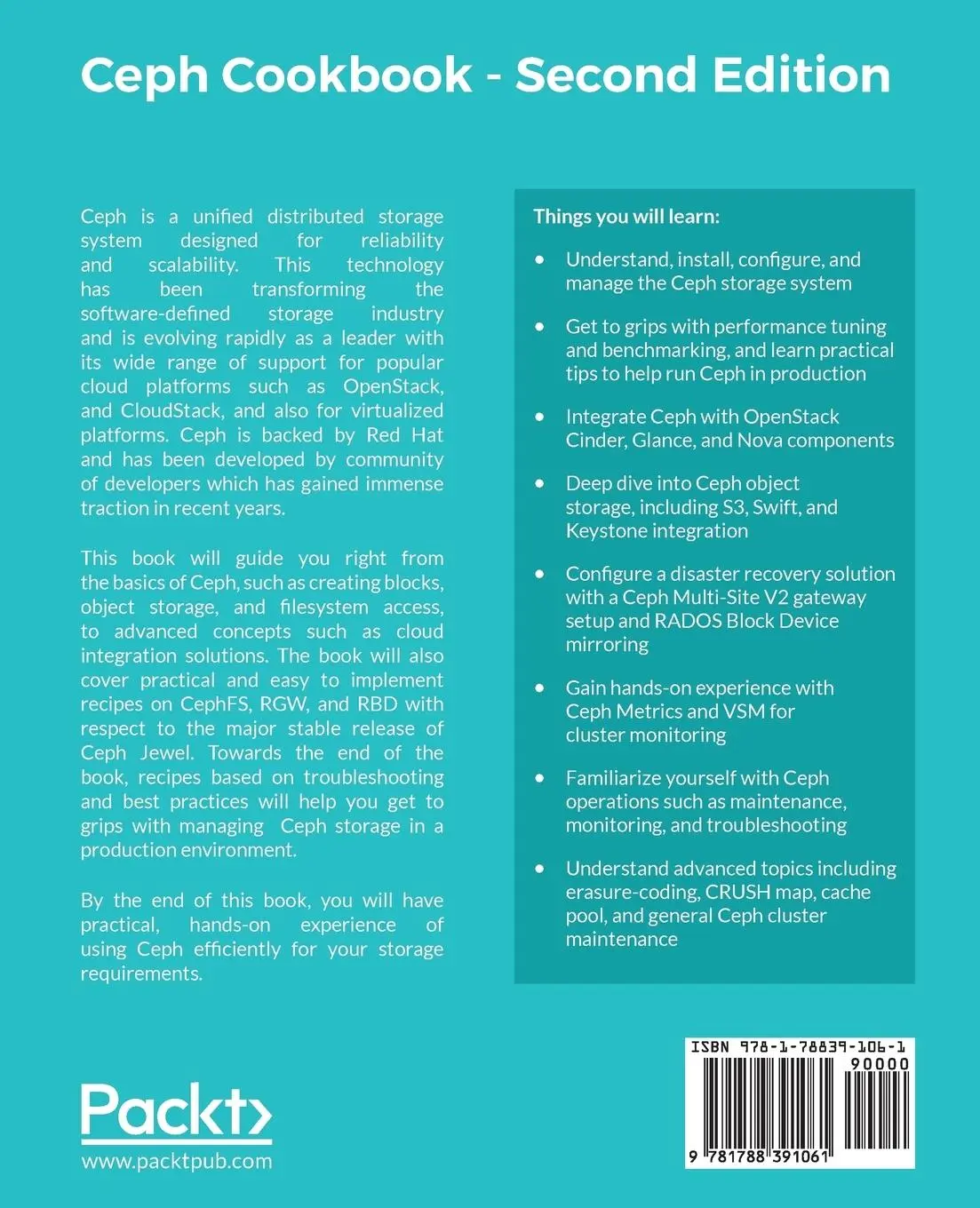 Rückseite: 9781788391061 | Ceph Cookbook. | Vikhyat Umrao (u. a.) | Taschenbuch | Englisch | 2017